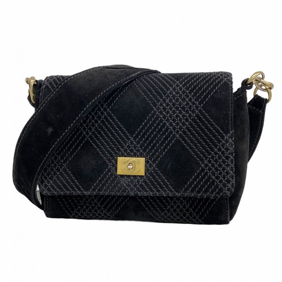 Chanel shoulder bag in black suede for women - Picture 1 of 10